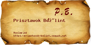 Prisztavok Bálint névjegykártya